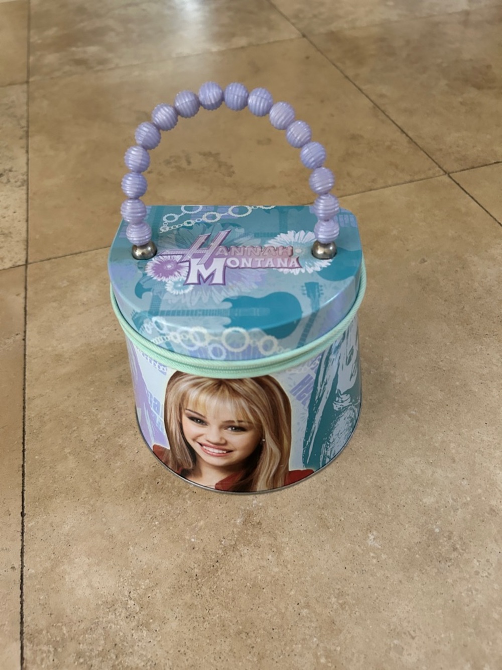 Hannah Montana Lilac Beaded Handle Tin Purse
